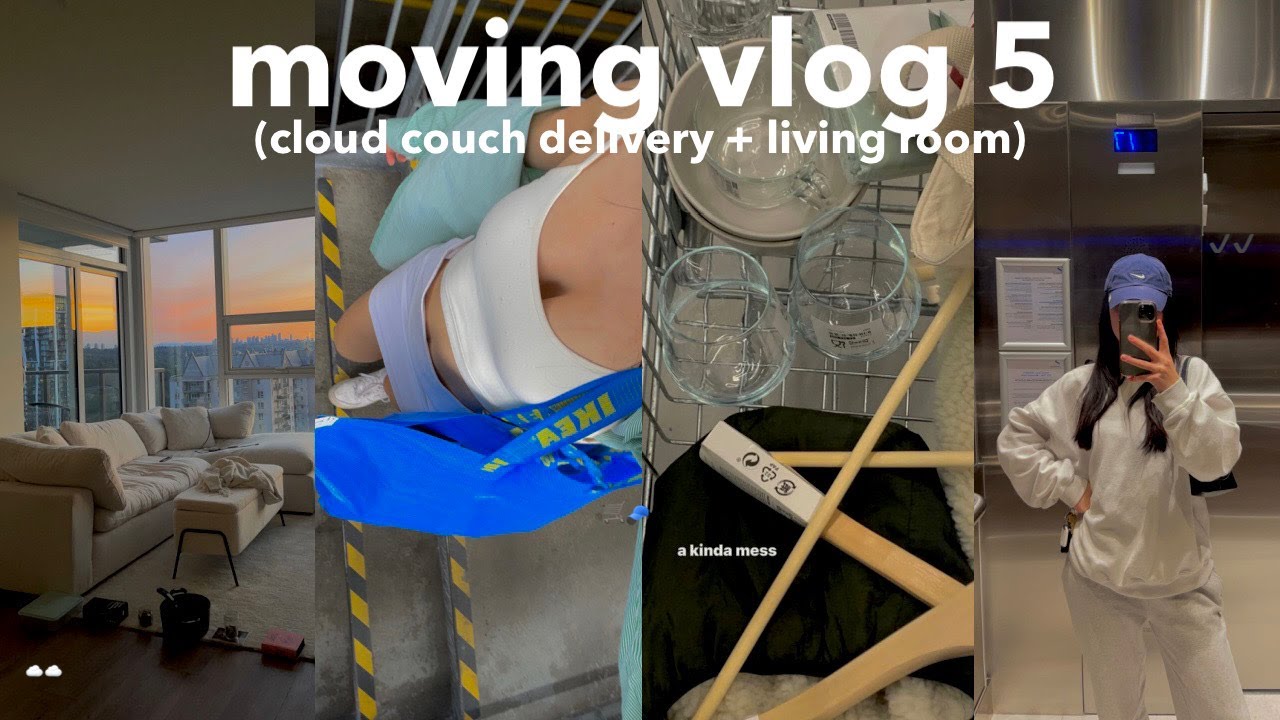 MOVING VLOG 5: cloud couch dupe + apartment ikea finds + living room decor 📦