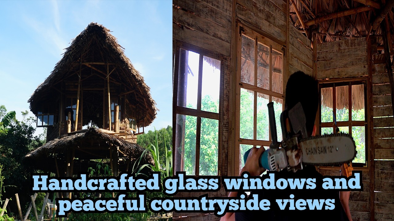 Farmer's Life - 70 Days Building a Log House: Handmade Glass Windows and Peaceful Countryside Views