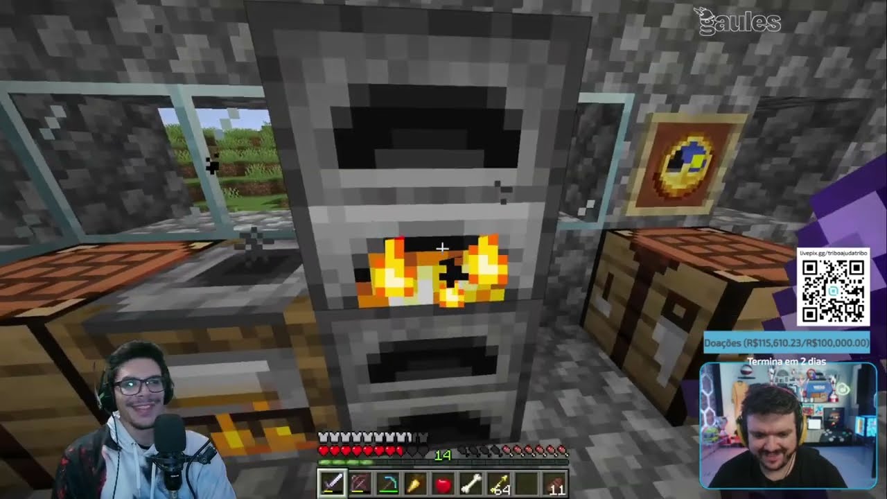 REACT - GAULES, LIMINHA E BREXE JOGANDO MINECRAFT #14
