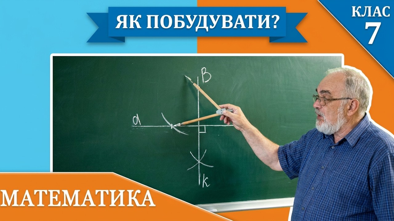 Курс 4. Заняття №5. Побудова перпендикуляра  через точку, що НЕ належить даній прямій. Геометрія 7