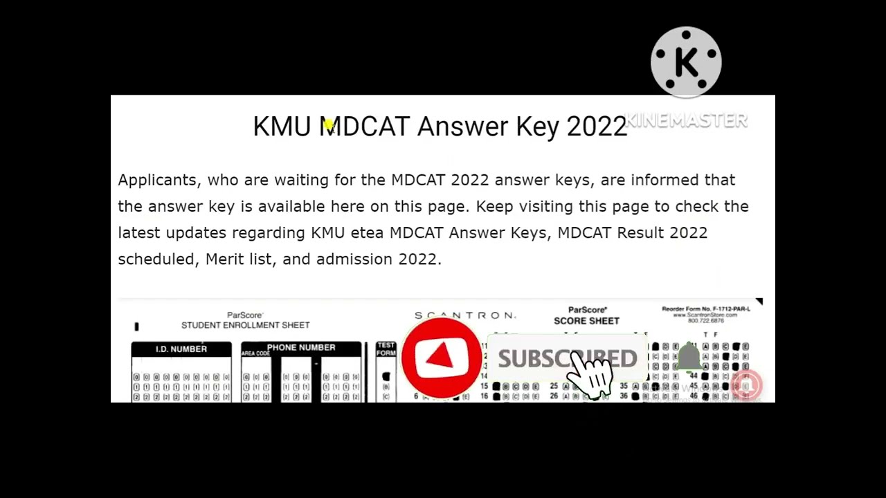 KMU MDCAT Answer Key 2022 result [Check Here]