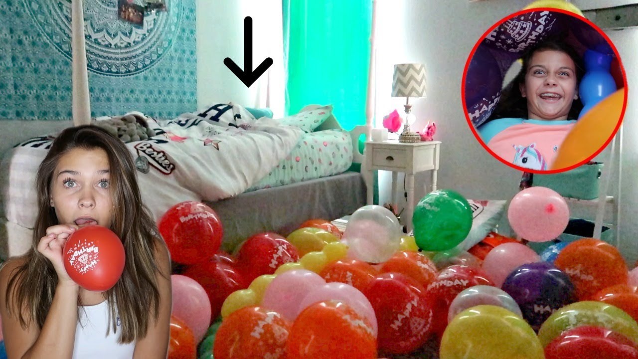 I FILLED MY SISTERS ROOM WITH 100+ BALLOONS | Emma Marie