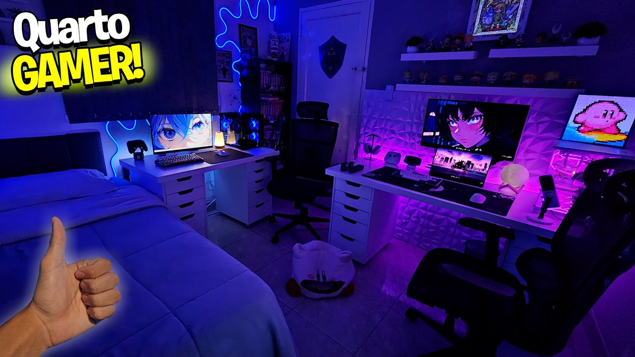 FINALMENTE meu QUARTO GAMER dos SONHOS de 2025! 🔥🎮 (Tour Setup)