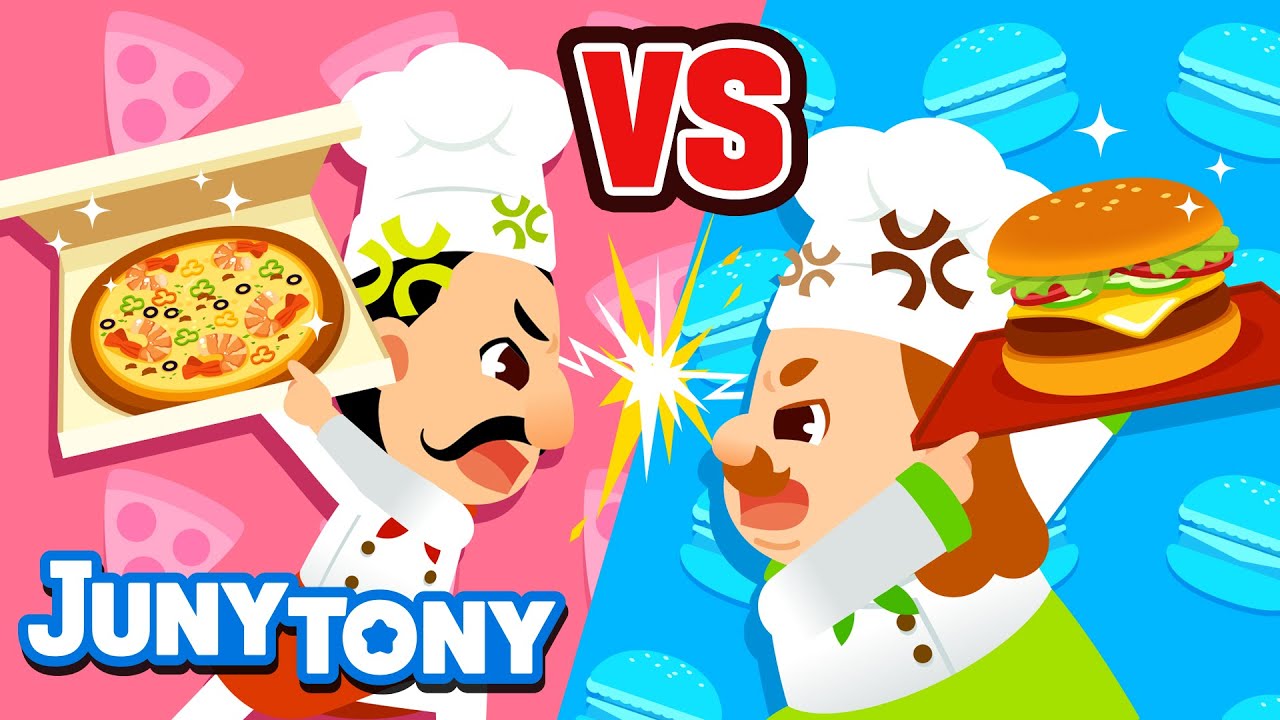 Pizza vs. Hamburger 🍕🍔 | VS Songs for Kids | Food Songs | Preschool Songs | JunyTony