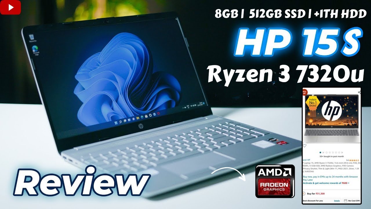 Hp 15s-fc0025au⚡️Ryzen 3 7320U 8Gb LPDDR 512GB 15.6 FHD FHD Camera Privacy Shutter Thin & Light🔥🔥