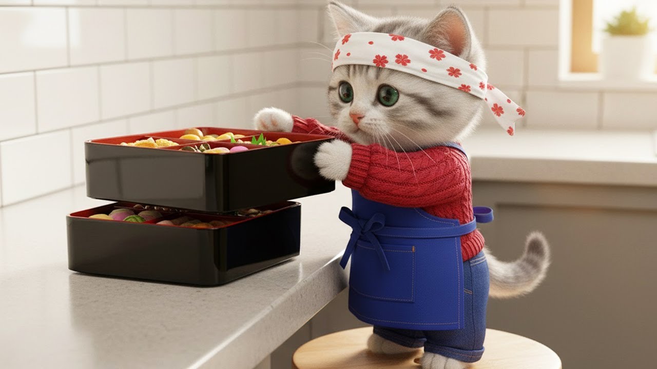 あけましておめでとう!!ねこがおせちの準備に挑戦!!ねこの一日に密着🐱🍱