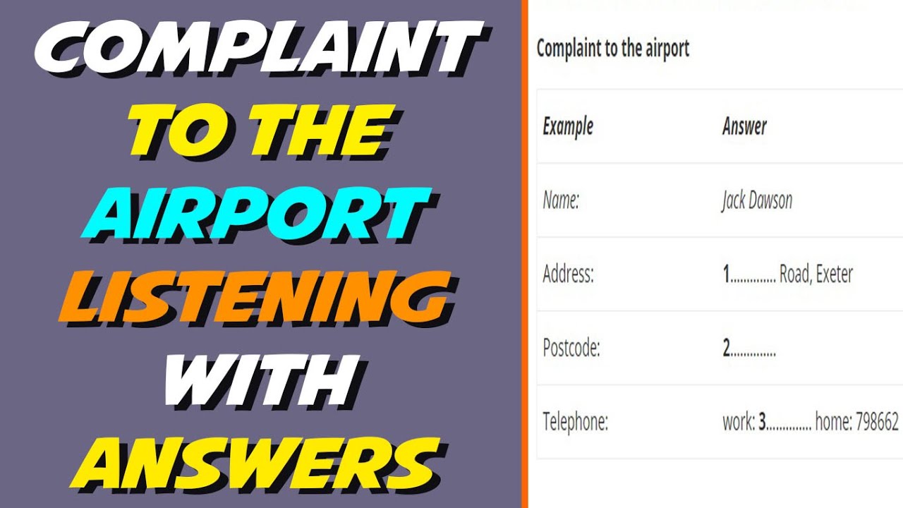 COMPLAINT TO THE AIRPORT LISTENING WITH ANSWERS | 2021 | Ielts Listening || ielts Listening VIDEO