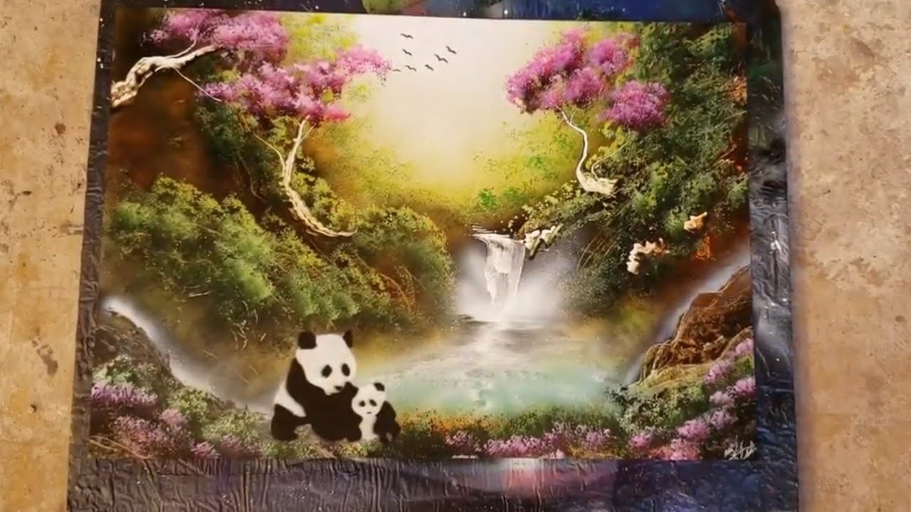 como pintar paisaje de spray paint