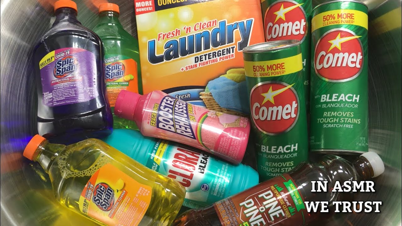 ASMR ✨Comet 3x, Spic n Span 3x, Boxed Laundry Powder, Pink Scent Crystals | Bleach + Pine Rinse