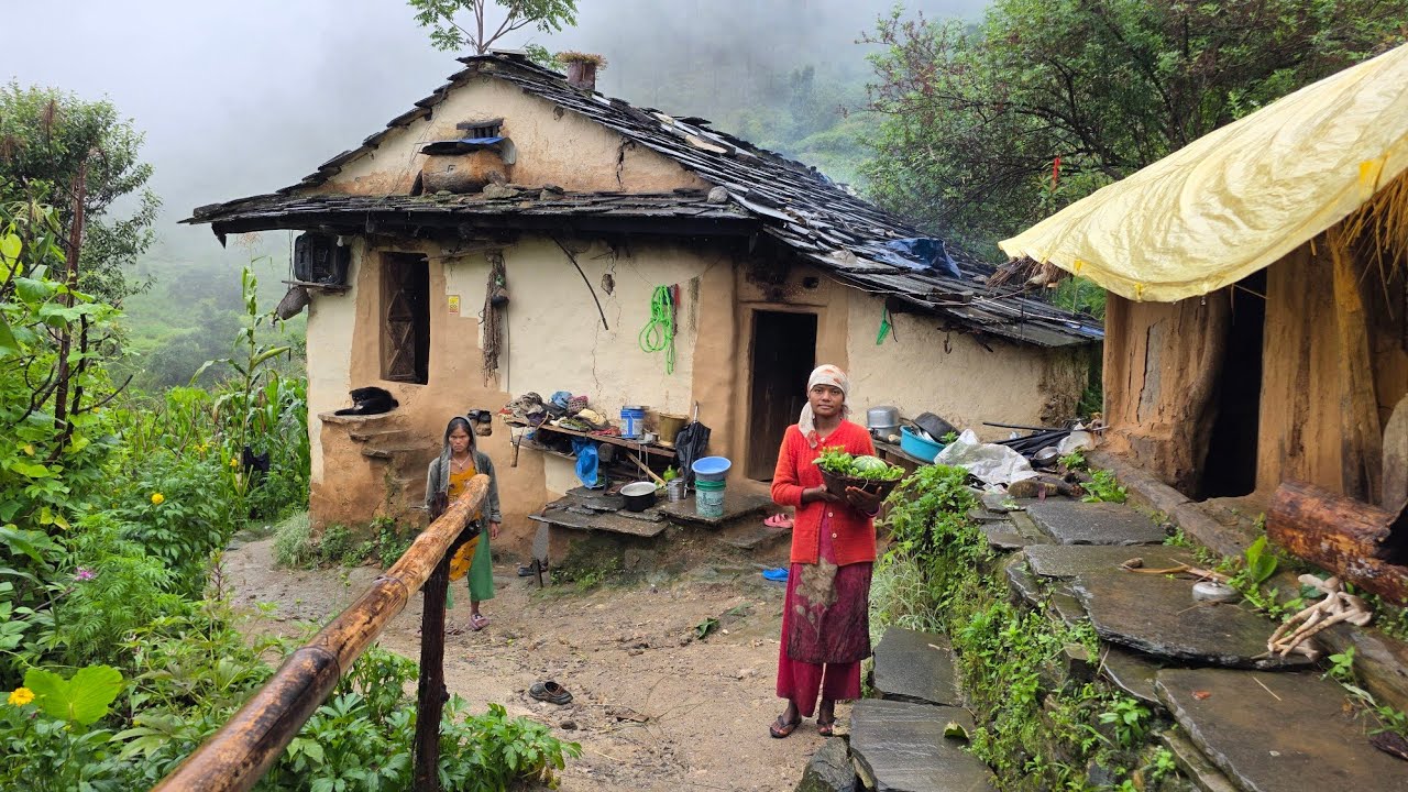 Life in a Nepali Mountain Village | Simple Family Living | Organic Food Cooking