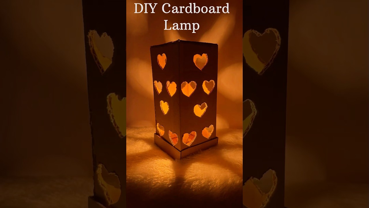DIY Cardboard Lamp 🛋️ | Cardboard Lampshade Craft Idea | Waste Material Craft Idea #cardboardlamp