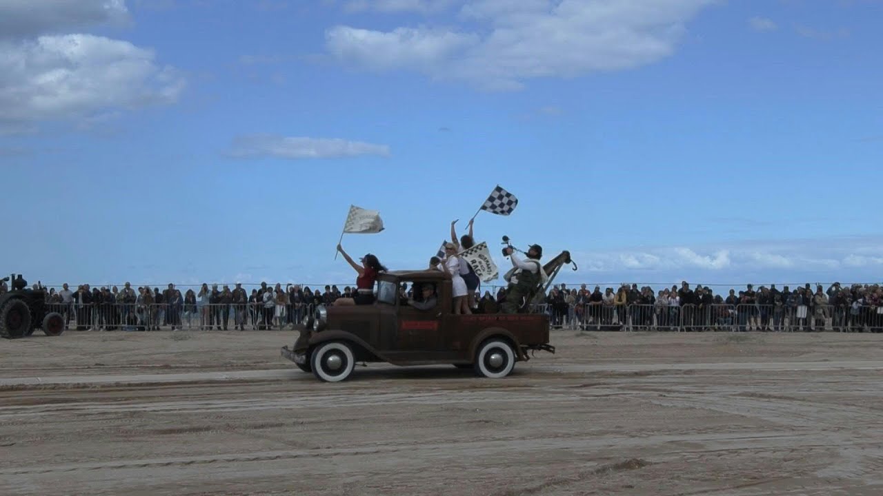 Vintage car race takes over Ouistreham beach in France