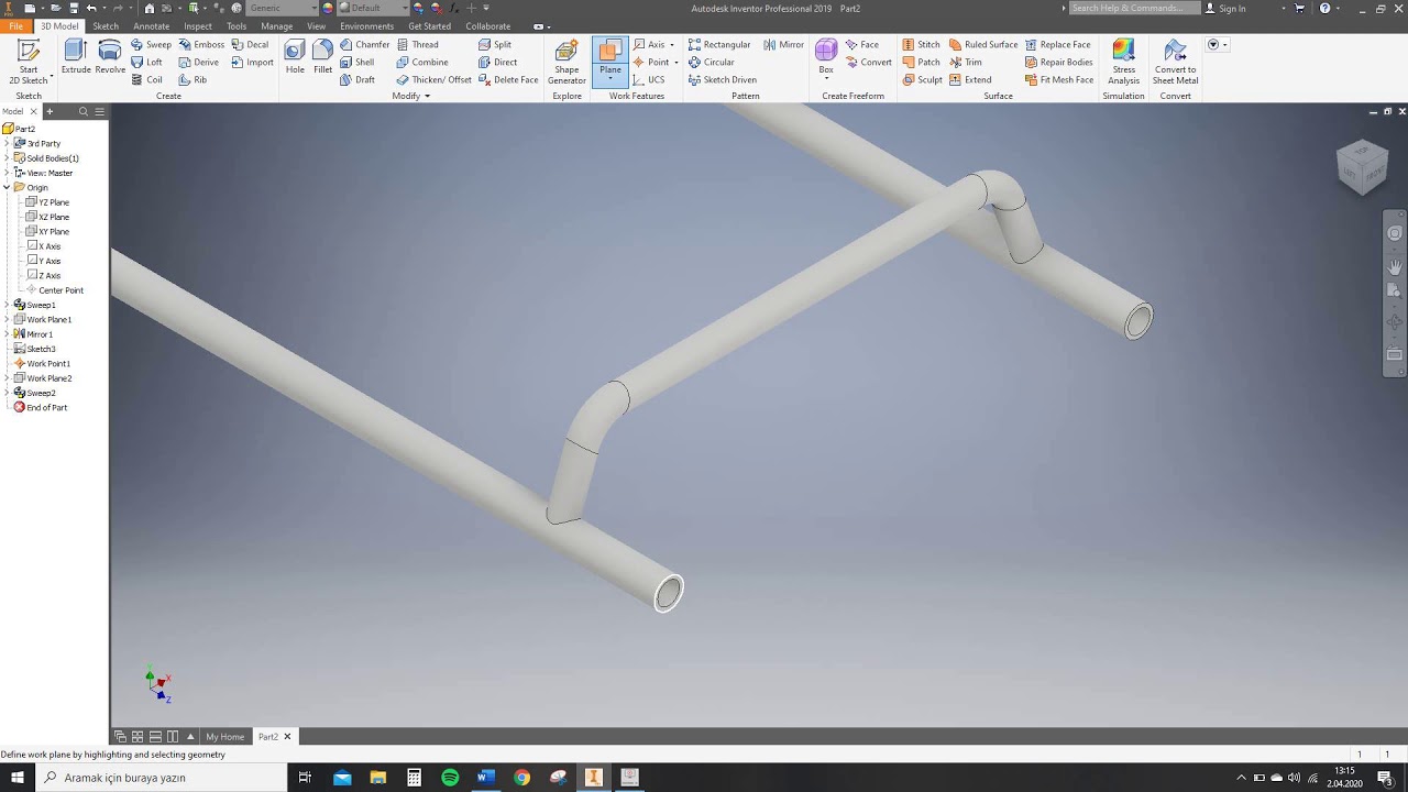 Helicopter skid landing gear analyzing in ANSYS