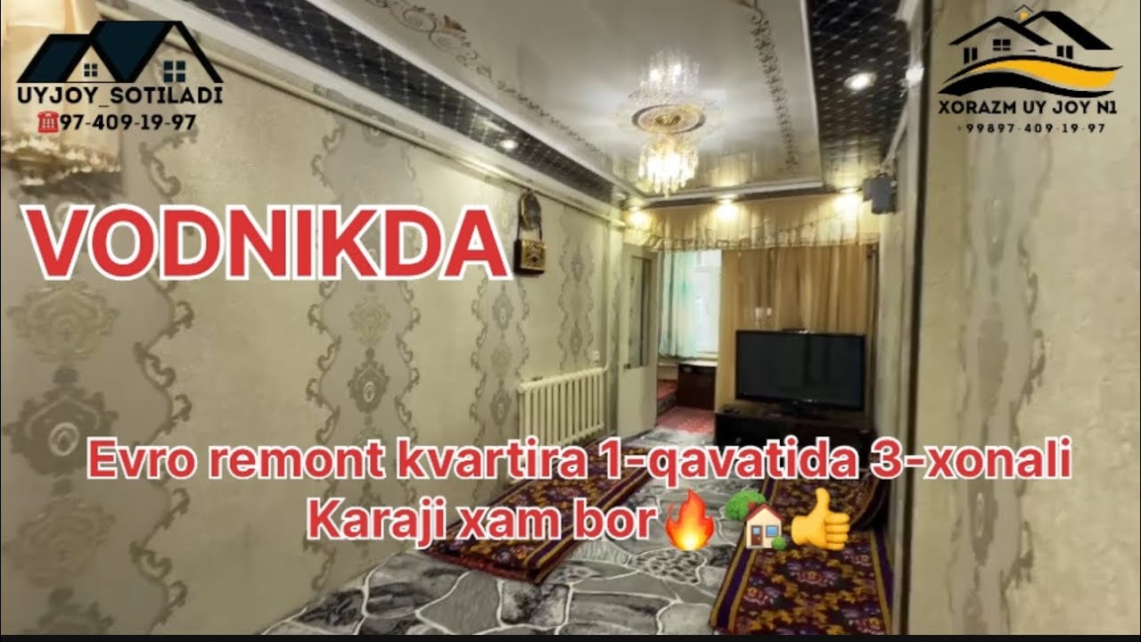 Urganch shaxar vodnikda 4/1-qavatida 3-xonali kvartira sotiladi #rek #xorazm