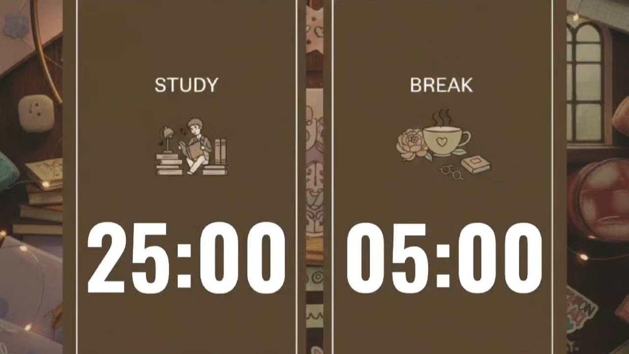 Study With Me 25/5 Pomodoro ☕ 4 Sessions |  Alarm & No Music | 같이 공부해요