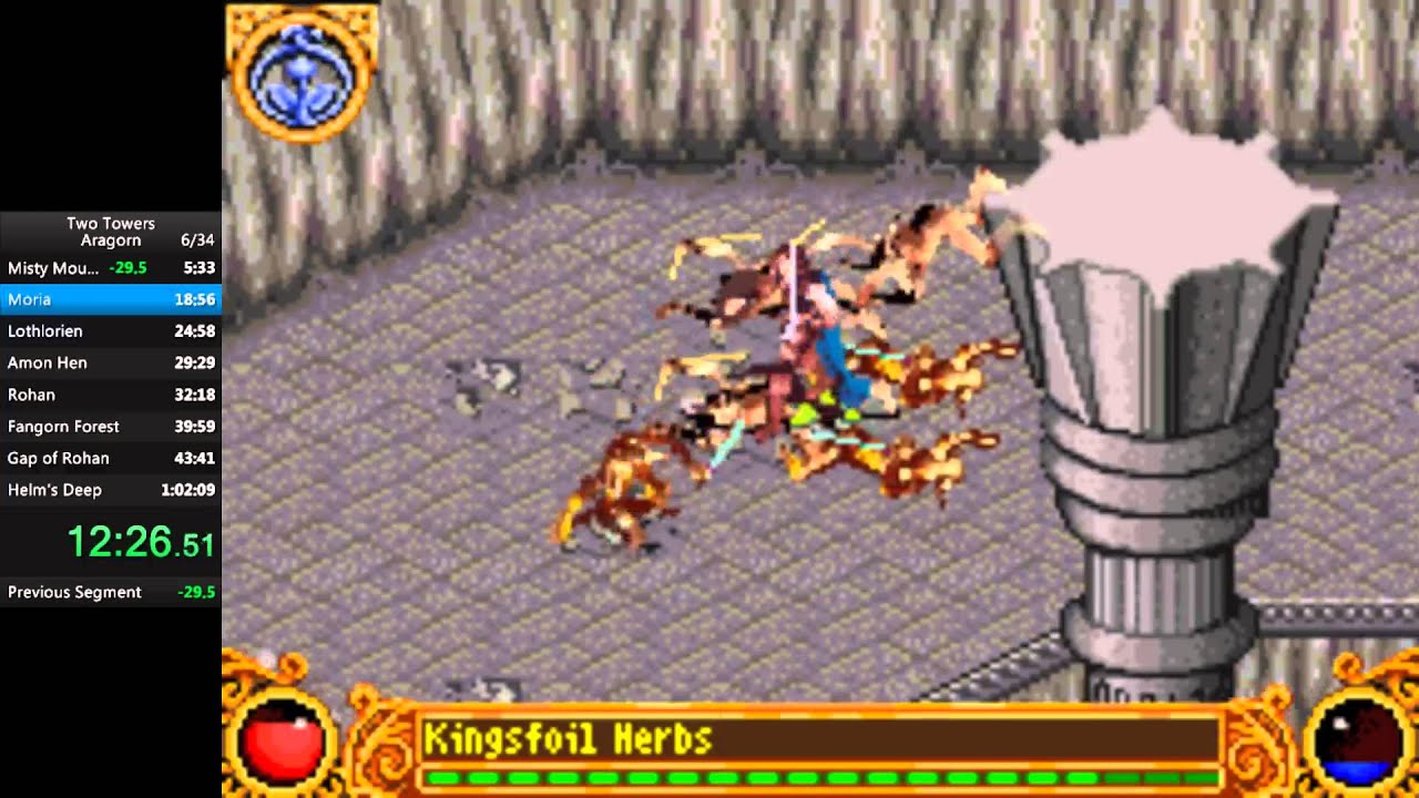 Lord of the Rings: The Two Towers (GBA) Aragorn Speedrun 57:06