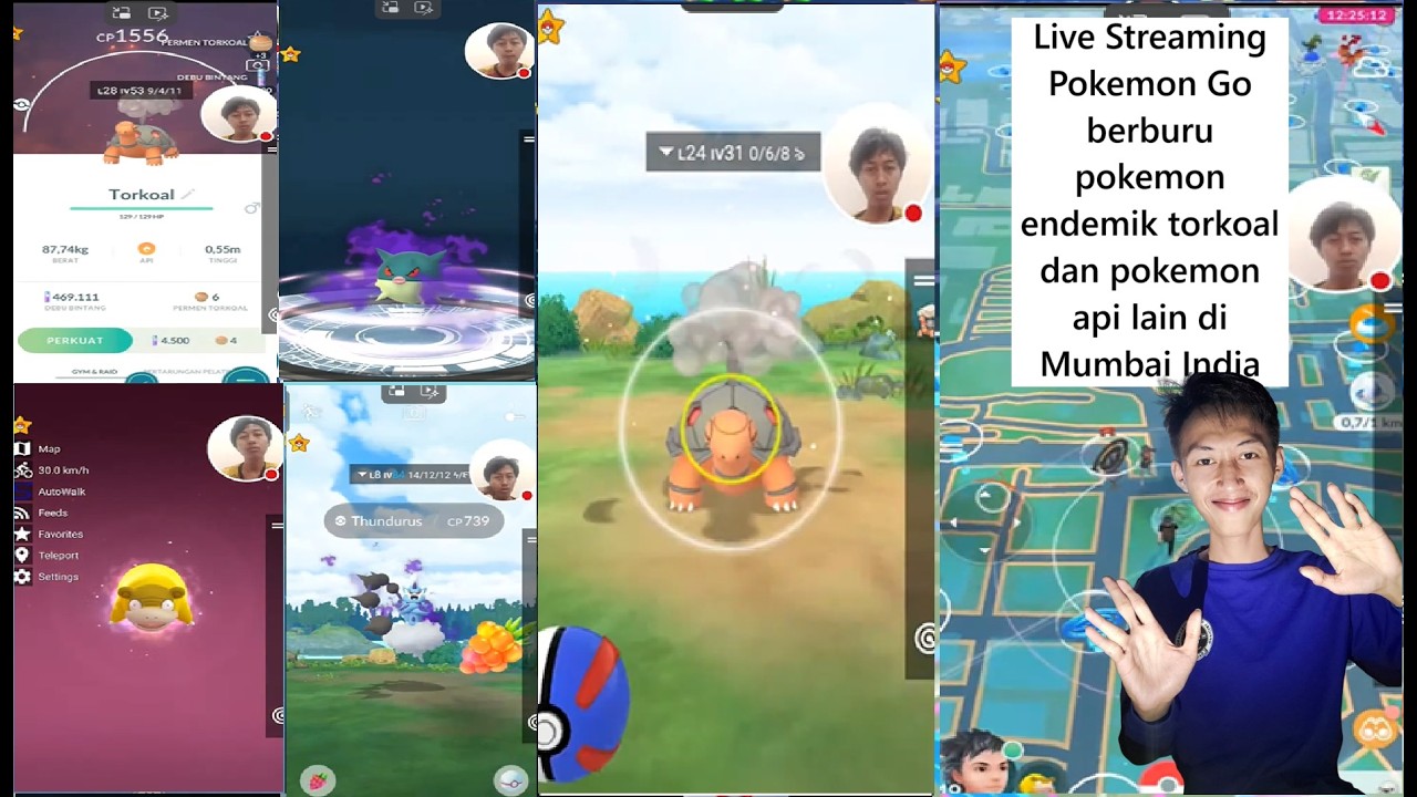 Live Streaming Pokemon Go berburu pokemon endemik torkoal dan pokemon api lain di Mumbai India