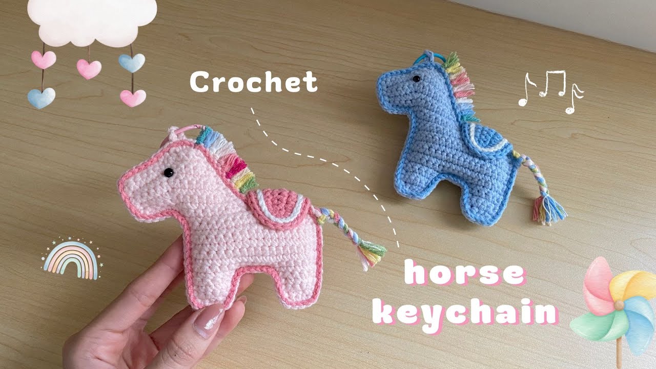 🐴🌈Crochet Horse Keychain Tutorial | Hướng dẫn móc len con ngựa dễ thương làm móc khóa, chi tiết