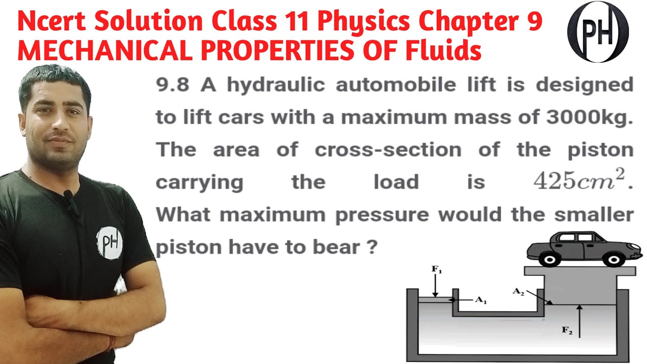 9.8 A hydraulic automobile lift is designed to lift cars with a maximum mass of 3000kg.