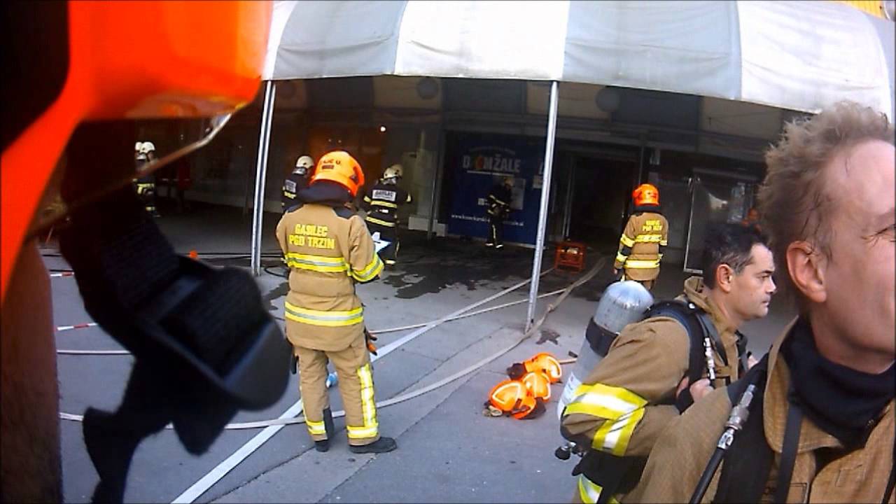 PGD Trzin, medobčinska vaja Hala KC Domžale 25.10.2013, gasilci, helmet firecam