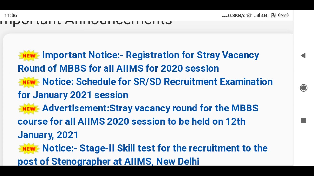 AIIMS Registration || Stray Vacancy  Round || NEET 2020