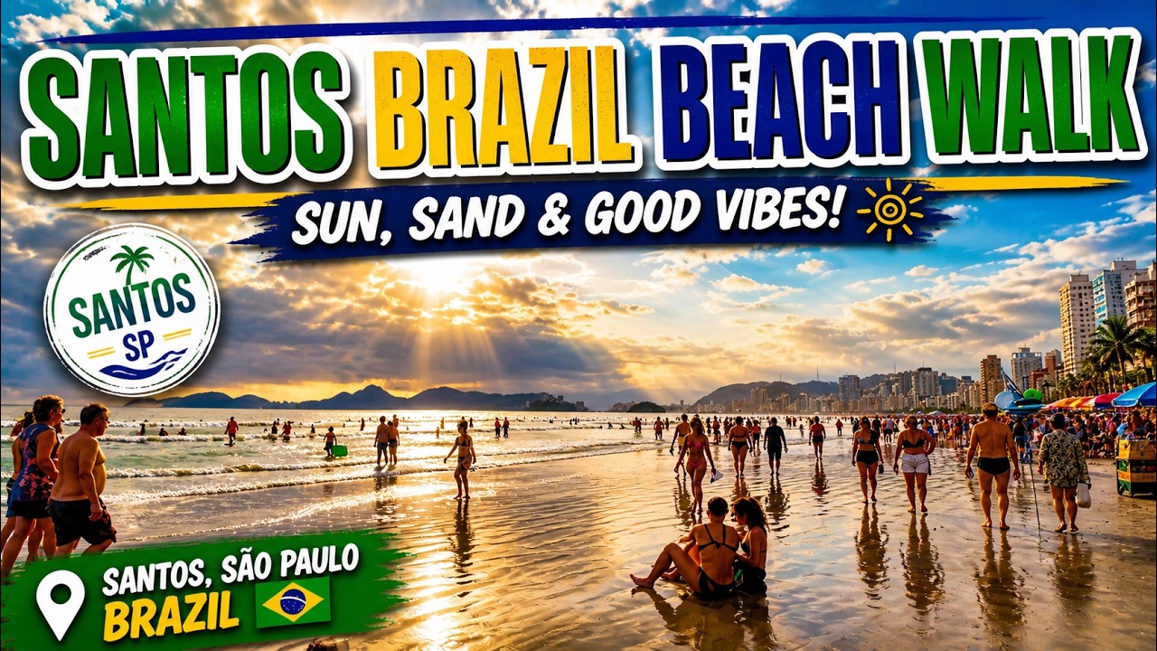 First-Person Walk on Santos Beach Brazil