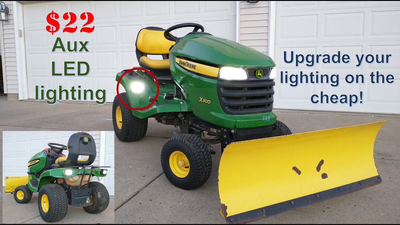 $22 auxiliary LED light upgrade on John Deere X300