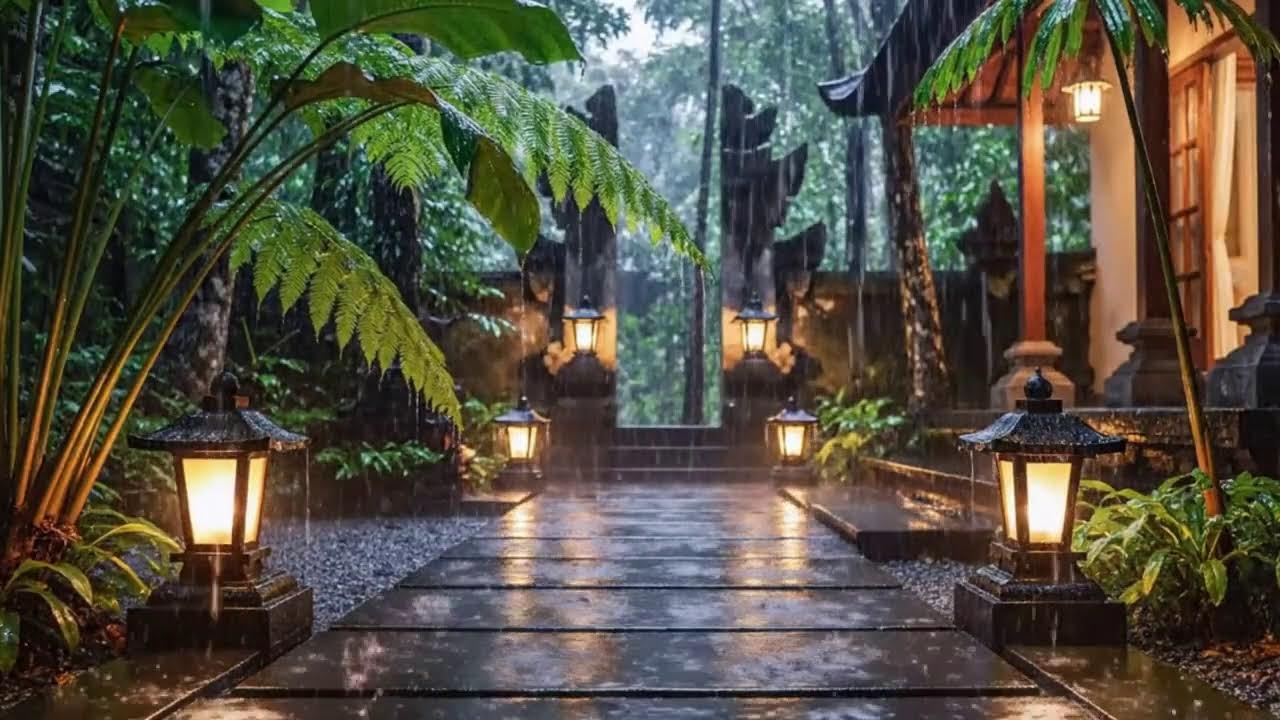 Luxury Rain in Bali 🌧️ (No Ads) Deep Focus, Stress Relief & Calm Mind