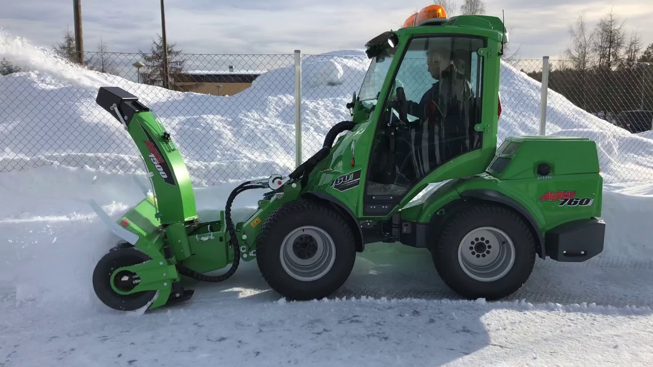 Avant 760 compact loader with snow blower attachment