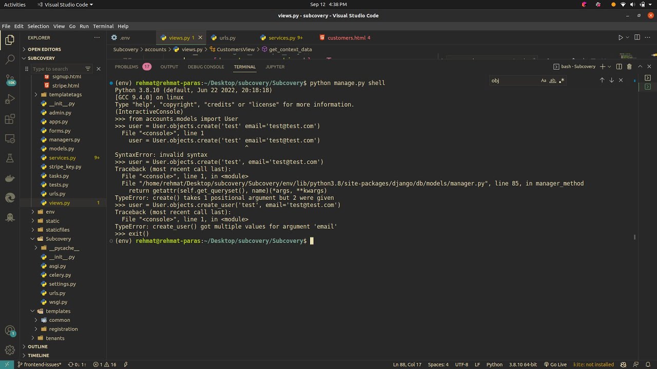 How to create user from Django shell || Python Django