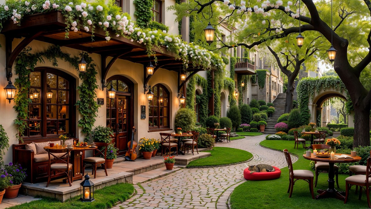 Warm Morning Jazz Music at Spring Coffee Shop Ambience 🌸 Smooth Jazz Instrumental Music for Relaxing