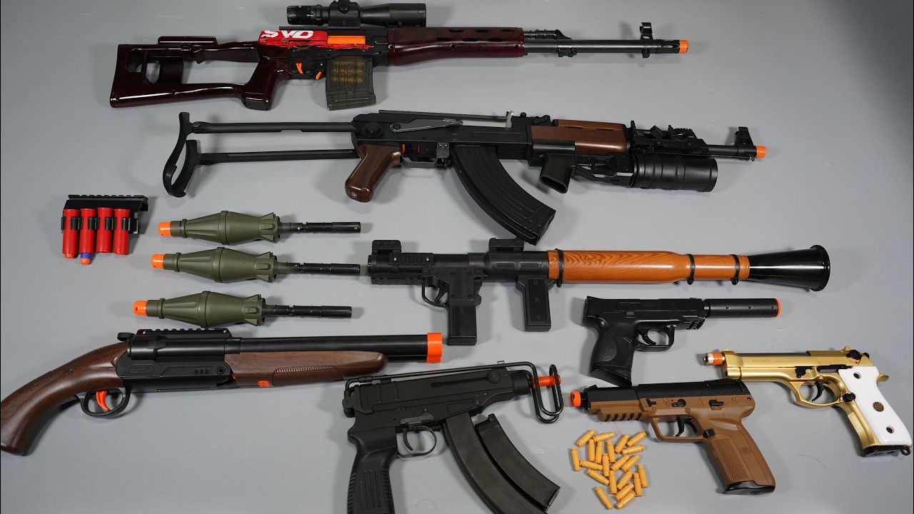 RPG7 Rocket Launcher and AK47 ToyGun Airsoft Nerf Gun SVD Sniper Rifle-Realistic Toy Guns Collection