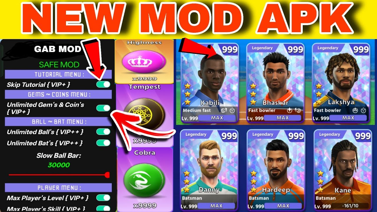 NEW UPDATE HACK+MOD VERSION OF CRICKET LEAGUE (UNLIMITED COINS & GEMS) CRICKET LEAGUE HACK MOD APK