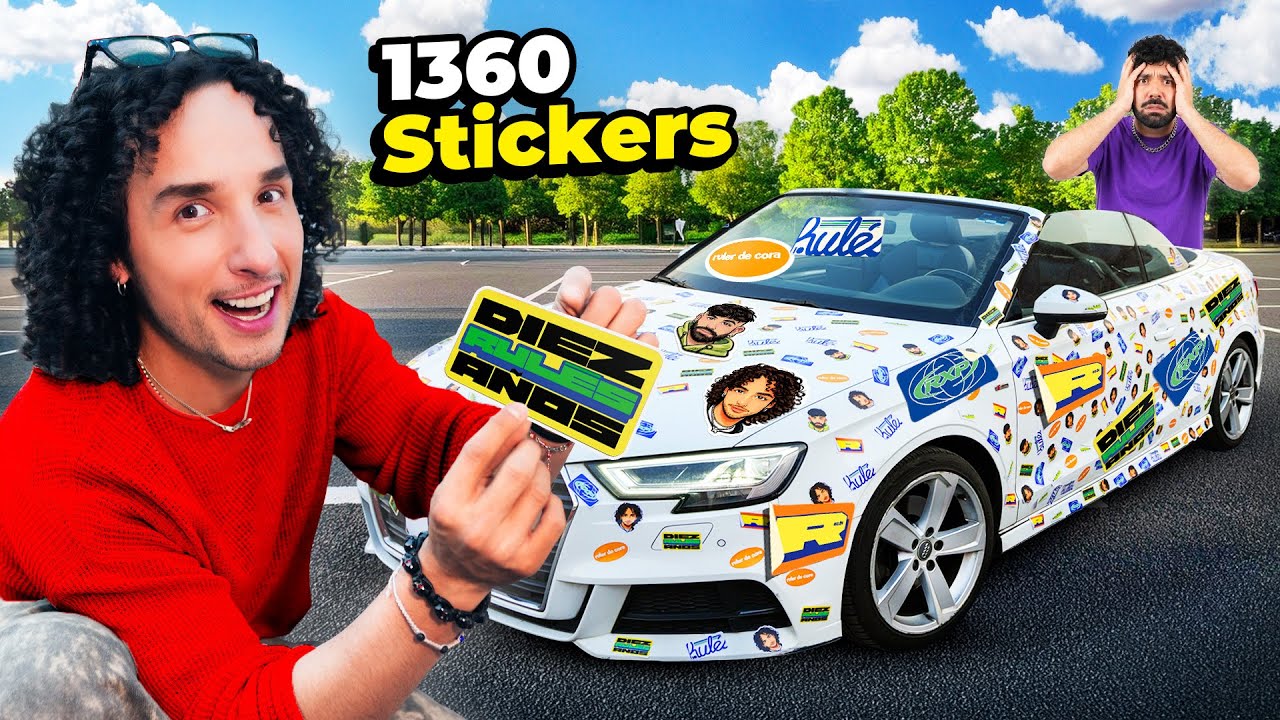 BROMA PARA REÍR ¡PEGUÉ 1360 STICKERS EN EL AUTO DE MI NOVIO! LOS RULÉS