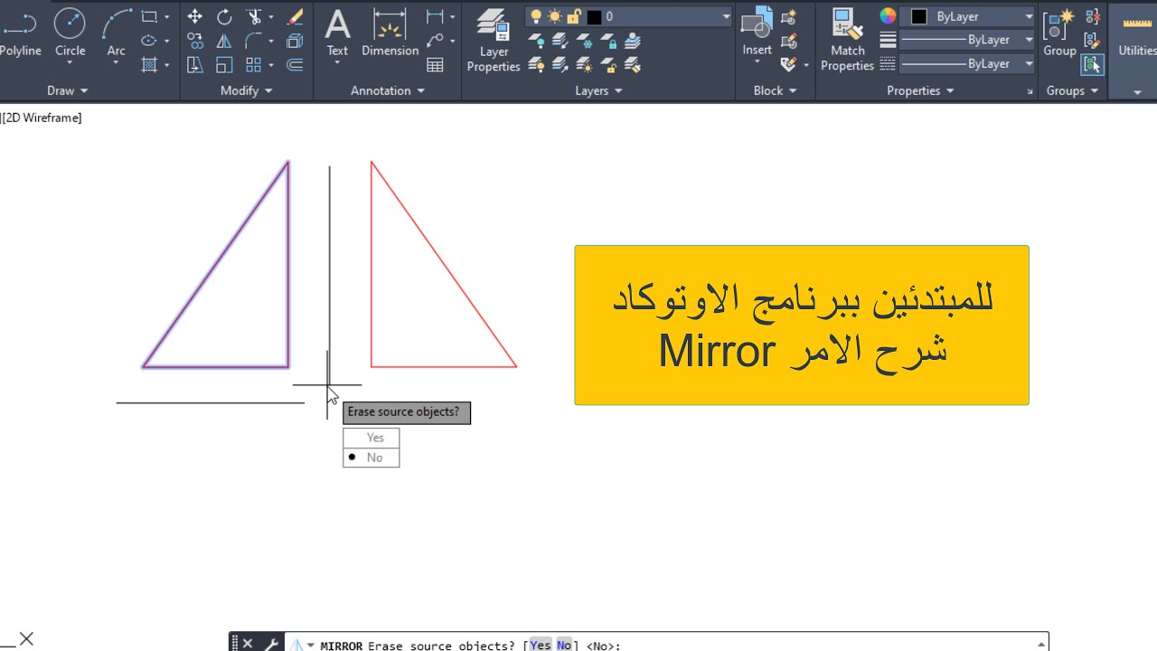 للمبتدئين فقط  طريقة استعمال الامر Mirror مع كافة االتفاصيل دليل التعلم خطوة بخطوة