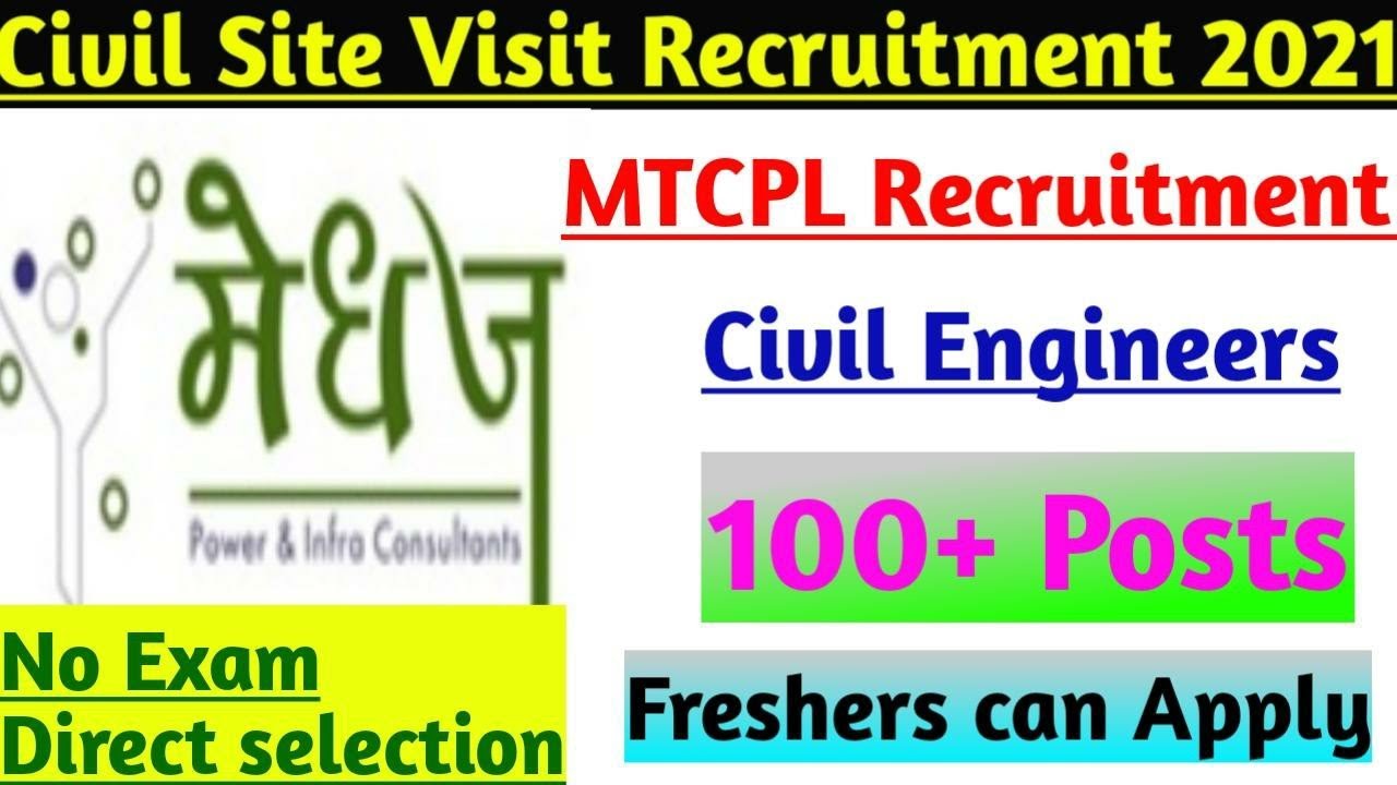 MTCPL Recruitment 2021 | Fresher civil Engineer Job | Latest Job for civil Engineers