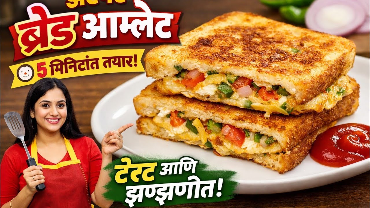 झटपट ब्रेड आम्लेट रेसिपी | 5 मिनिटांत तयार होणारा टेस्टी नाश्ता 😋