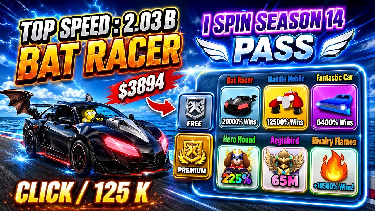 I Spin Season 14 Pass | Bat Racer - Hero Hound Pet & Race Clicker Roblox #109