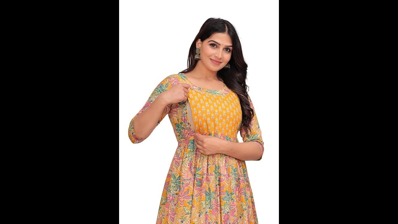 AIPURFAME Stylish Women's Pure Cotton Printed Kurti Gown | Maternity & Feeding Dress | Amazon