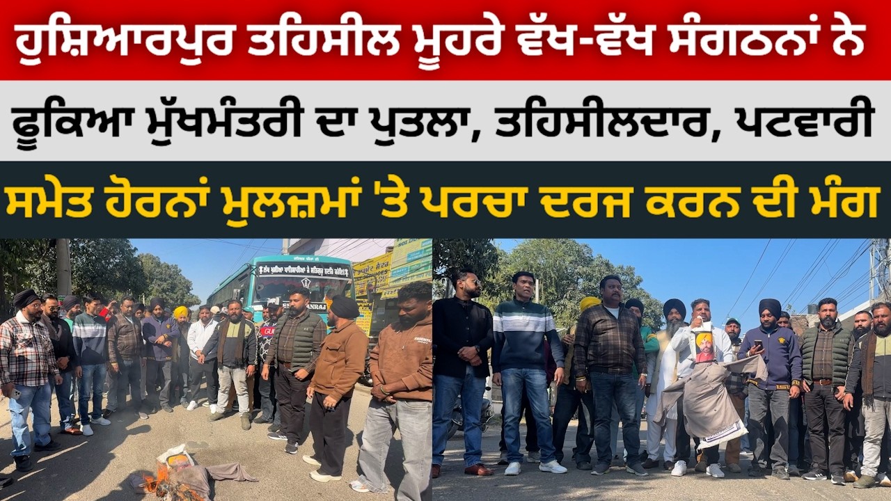 ਹੁਸ਼ਿਆਰਪੁਰ ਤਹਿਸੀਲ ਮੂਹਰੇ ਵੱਖ-ਵੱਖ ਸੰਗਠਨਾਂ ਨੇ ਫੂਕਿਆ ਭਗਵੰਤ ਮਾਨ ਦਾ ਪੁਤਲਾ @HOSHIARPURNEWS