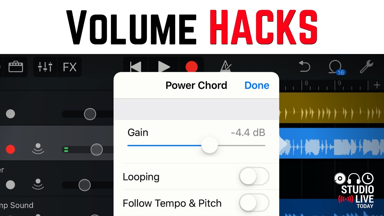 Как настроить громкость/усиление в GarageBand iOS (iPhone/iPad)