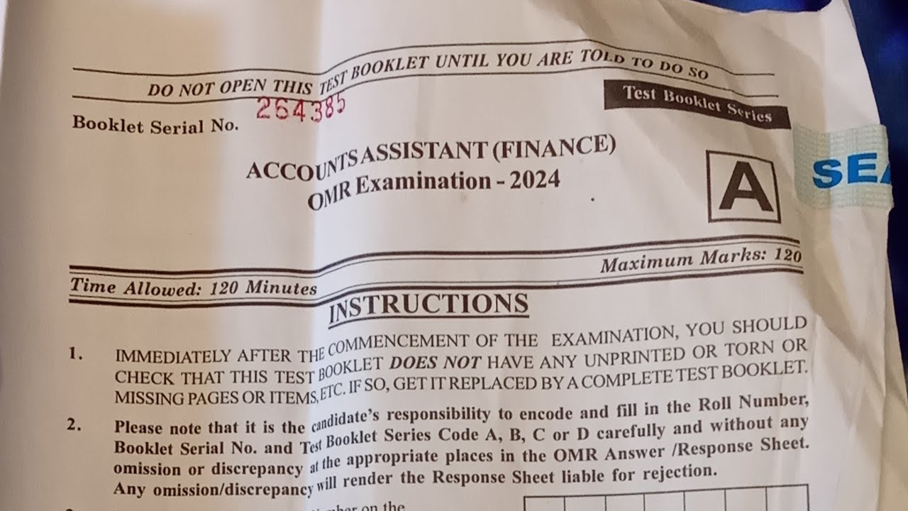 Jkssb finance account assistant full question paper part Iv