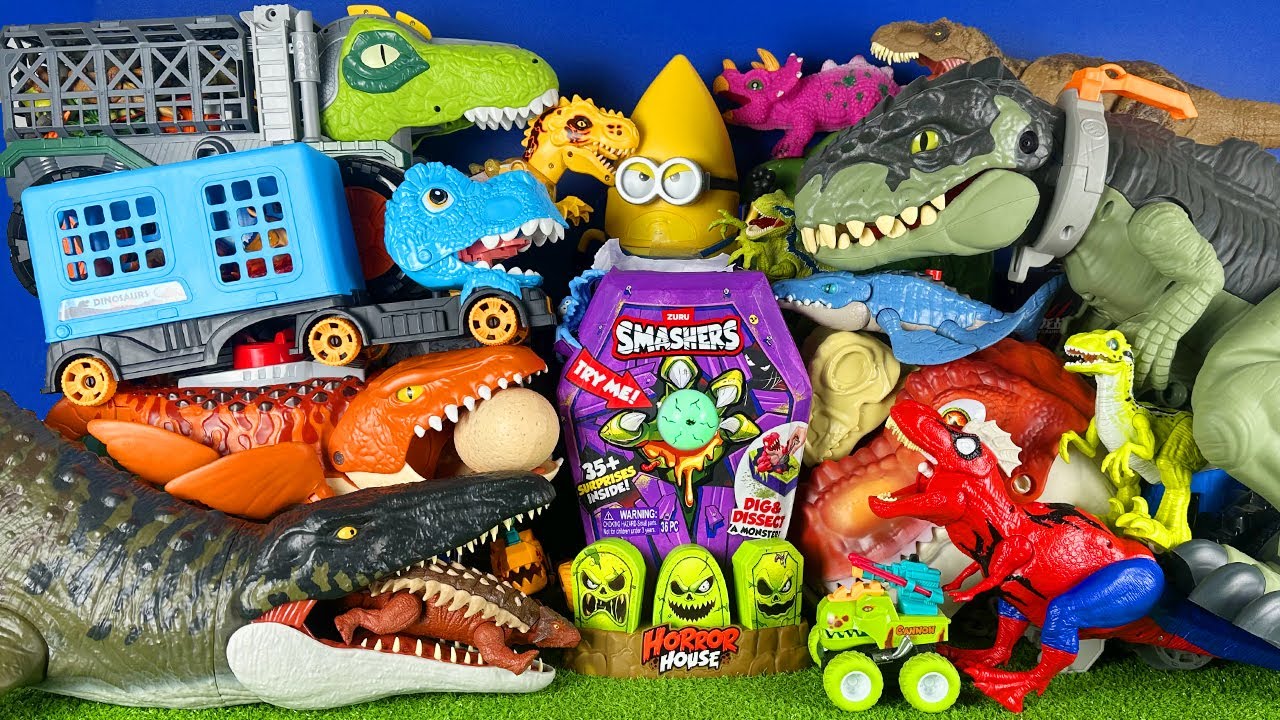 Jurassic World Unboxing Review Asmr Dinosaur T-rex Spinosaurus Raptor Torosaurus Triceratops Giga
