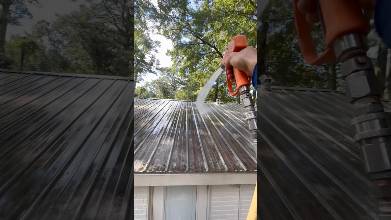 HOW to WASH a METAL ROOF! 💪🏼🙏🏼 #pressurewashing