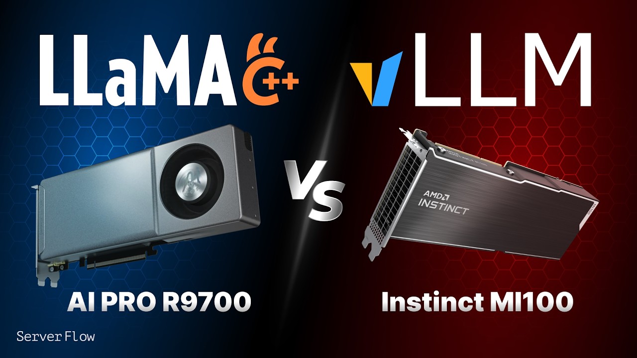 Сравниваем AMD Radeon Instinct MI100 и Radeon AI PRO R9700 AI TOP в llama.cpp и vLLM