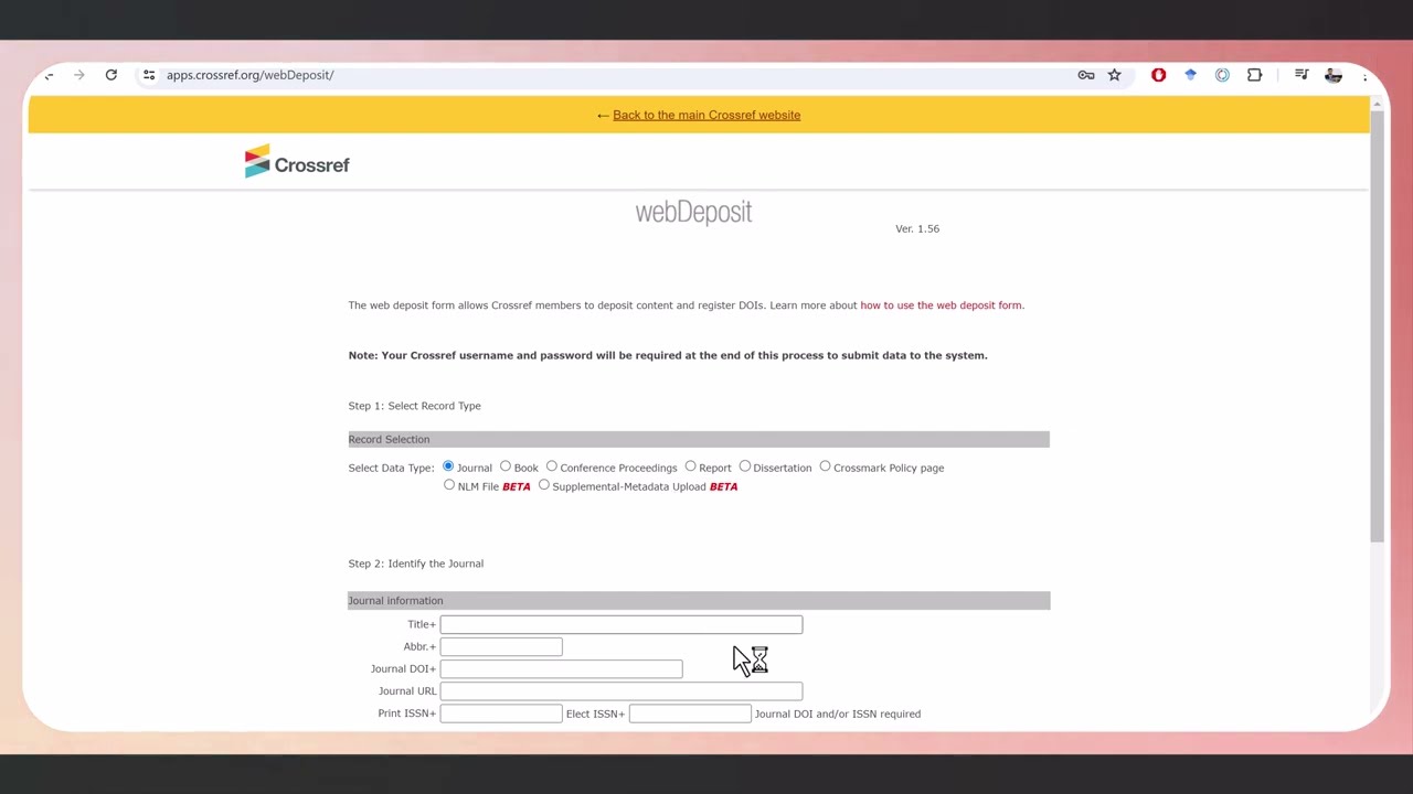 إلية تفعيل ال doi لبحوث المجلة من خلال تسجيل doi في موقع crossref