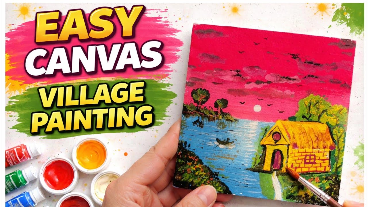 Easy acrylic painting tutorial | easy beautiful painting on canvas | Skills make kings 1 