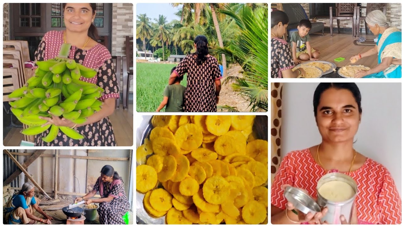 ஞாயிறு வேலைகலுடன் வாழைக்காய் பவுடர் மற்றும் வாழைக்காய் சிப்ஸ் #vlog #bananarecipe #myday #farming 