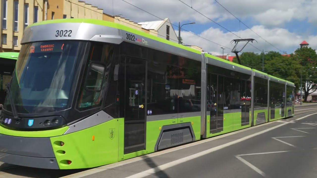 Poland, Olsztyn, tram 4 ride from Planetarium to Filharmonia