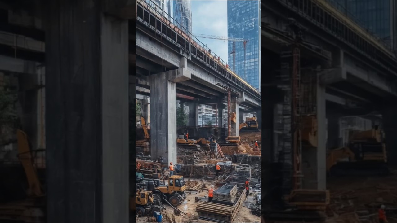 Massive Highway Collapse! Concrete Pillars Shatter and Roadway Falls 😱#fail #construction